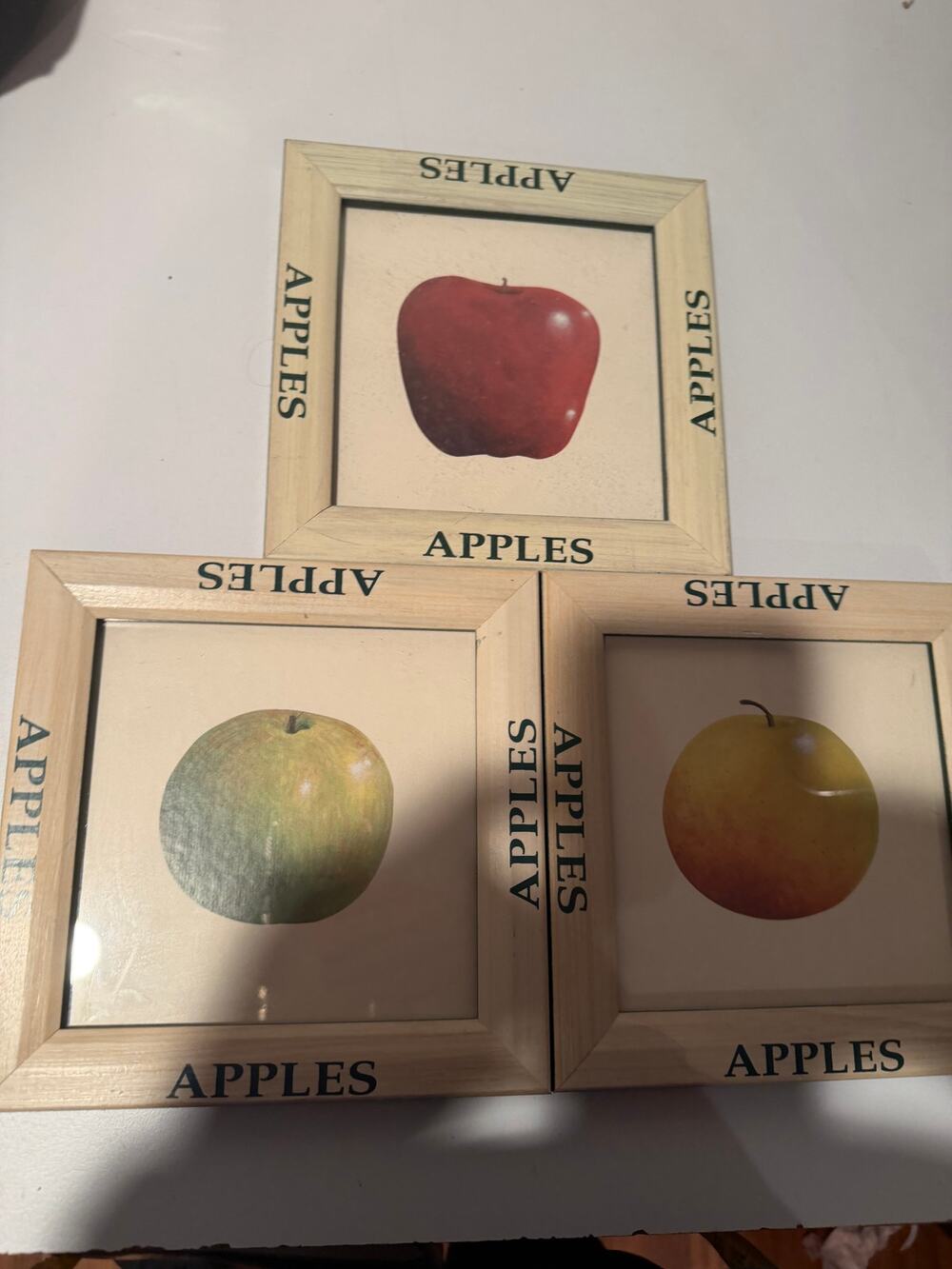set of 3 apple prints cedar creek collection 7.5" x 7.5"